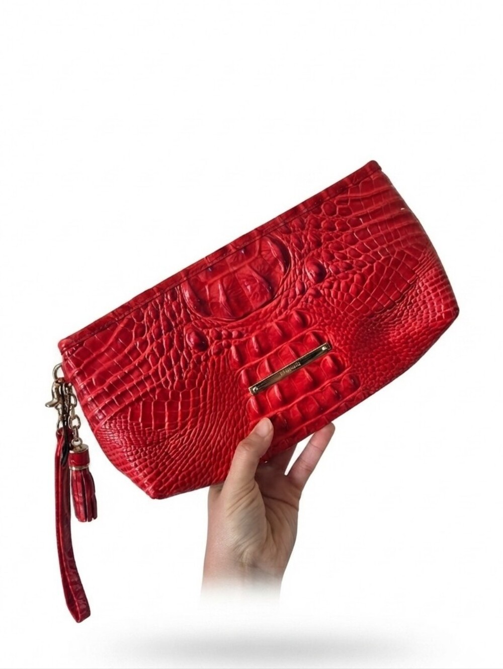 Brahmin Kayla Wristlet Clutch Candy Apple Red Melbourne Embossed Leather